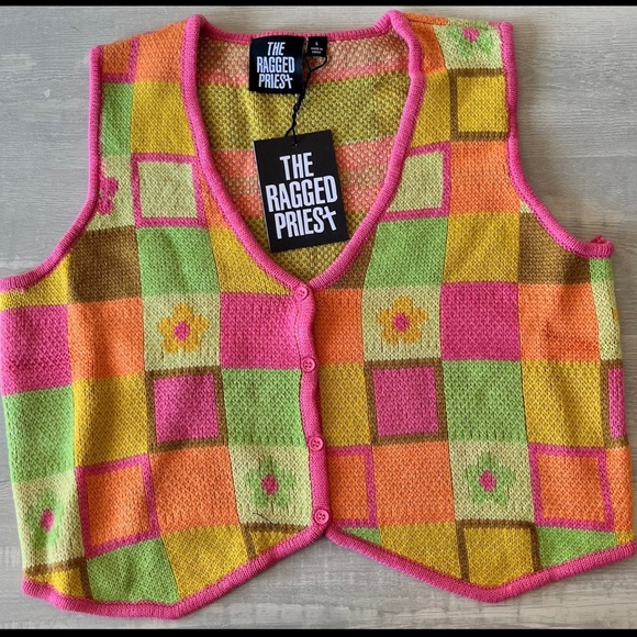 The Ragged Priest Smartie Knit Button Down Vest - Picture 2 of 4